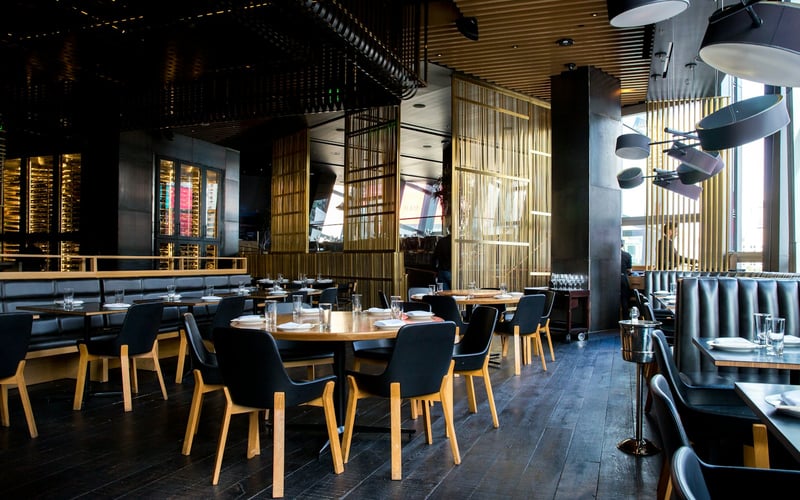 The dining room laid up before service